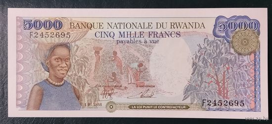 5000 франков 1988 года - Руанда - UNC