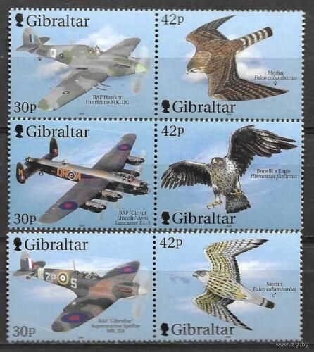 2000 Гибралтар 939-944Paar Хищные птицы - Самолеты 9,00 евро