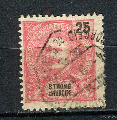 Португальские колонии - Сан Томе и Принсипи - 1903 - Король Карлуш I 25R - [Mi.88] - 1 марка. Гашеная.  (Лот 77Du)