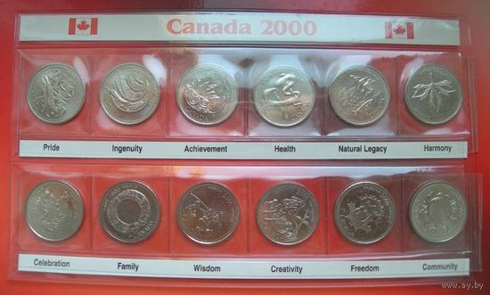 Канада 2000 набор памятных монет серия "Миллениум" 25 центов (квотер)