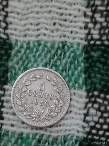 Нидерланды 5 центов 1850 серебро