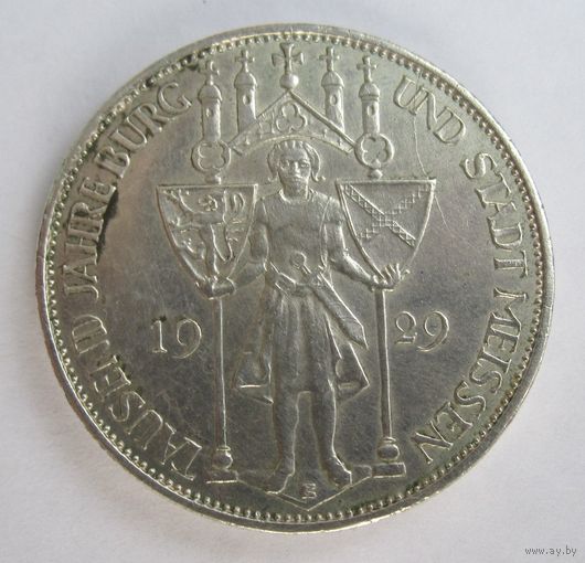 Германия 3 марки 1929 Мейсен,  серебро    .30-349