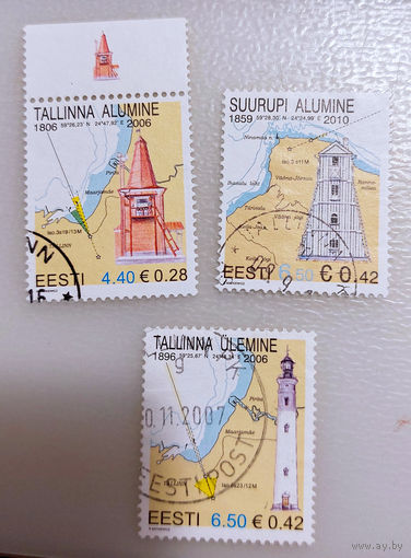 Эстония 2006, 2010. Маяки (3 марки разных годов)