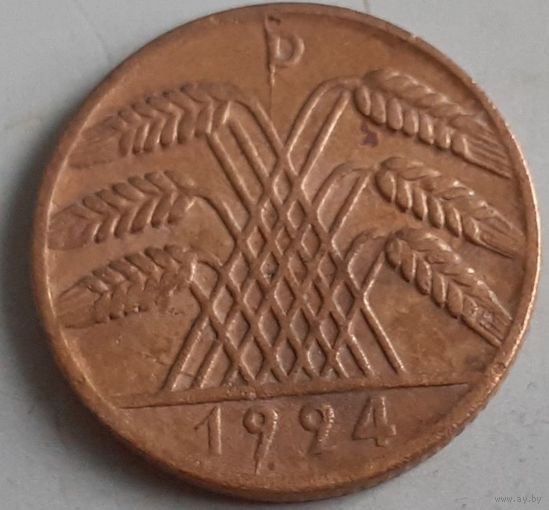 Германия 10 рентенпфеннигов, 1924 D