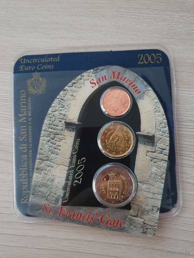 Сан Марино набор 2 евро, 20 центов, 2 цента 2005 года, Блистер!