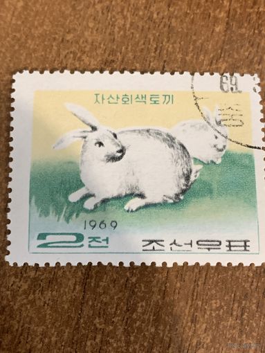КНДР 1969. Кролики. Марка из серии