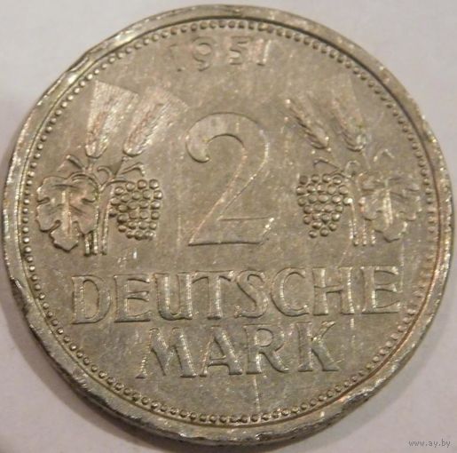 15. Германия 2 марки "J" 1951 год