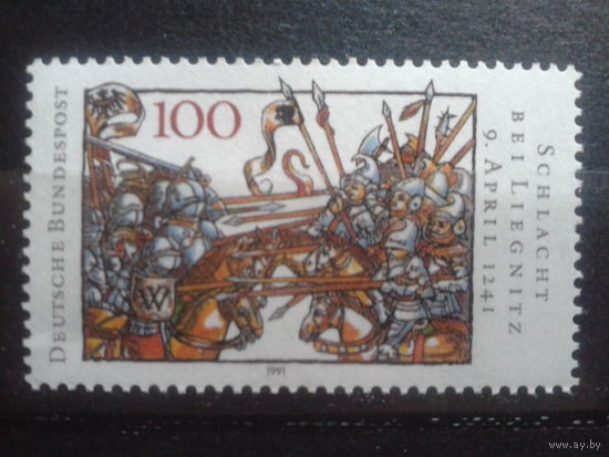Германия 1991 750 лет битве с монголами** при Лейпциге, миниатюра 14 века Михель-2,0 евро