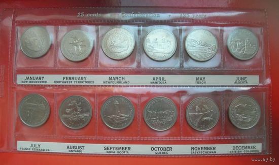 Канада 1992 набор памятных монет серия "Территории" 25 центов (квотер)