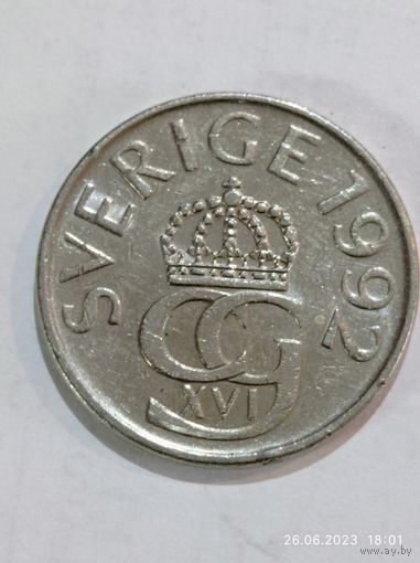Швеция 5 крон 1992  года .