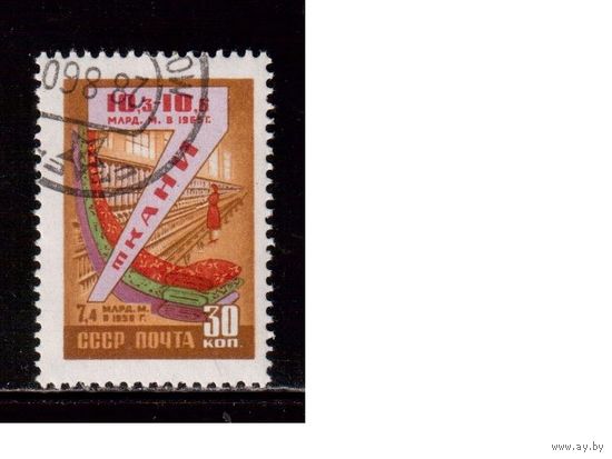 СССР-1959, (Заг.2262)  гаш. (с клеем) , Семилетний план, Ткани