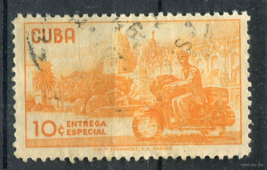 Куба - 1958г. - мотоцикл, 10 с - 1 марка - гашёная. Без МЦ!