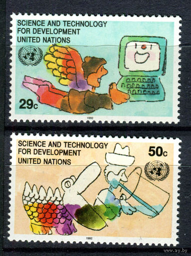 ООН (Нью-Йорк) - 1992г. - Комиссия посвящённая знаниям и технологиям - полная серия, MNH [Mi 635-636] - 2 марки