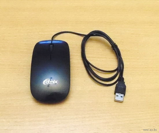 Мышь ноутбучная Ritmix ROM-303 Optical USB 800dpi Black. Комплект: коробка.