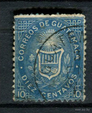 Гватемала - 1871 - Герб 3С - (есть тонкие места) - [Mi.3I] - 1 марка. Гашеная.  (Лот 42AR)