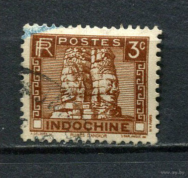 Французский Индокитай - 1931/1941 - Храм 3С - [Mi.157] - 1 марка. Гашеная.  (Лот 98EG)-T2P13