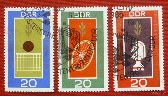 ГДР. Спорт. ( 3 марки ) 1969 года. 3-14.