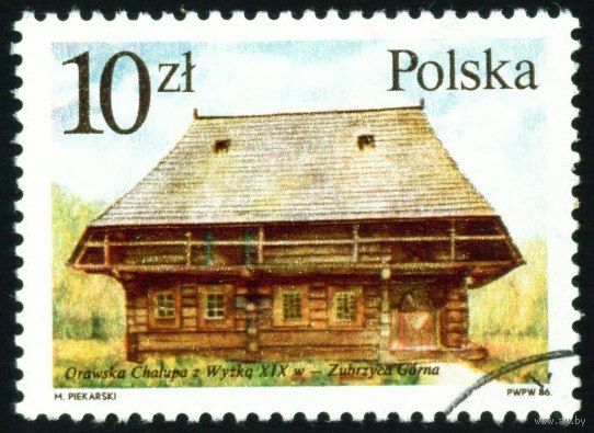 Деревянные постройки Польша 1986 год 1 марка