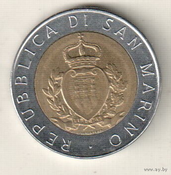 Сан-Марино 500 лира 1987 15 лет возобновлению чеканке монет