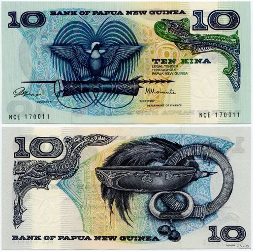 Папуа-Новая Гвинея. 10 кина (образца 1985 года, P7, UNC)