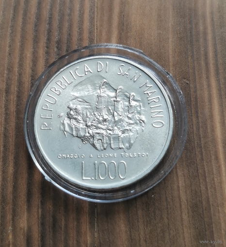 Сан-Марино, 1000 лир, 1978, (Лев Толстой), серебро