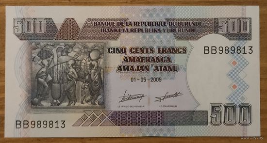 500 франков 2009 года - Бурунди - UNC
