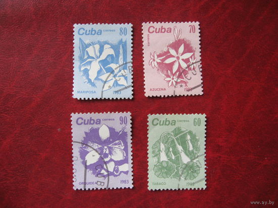 Марка Цветы Куба 1983 год
