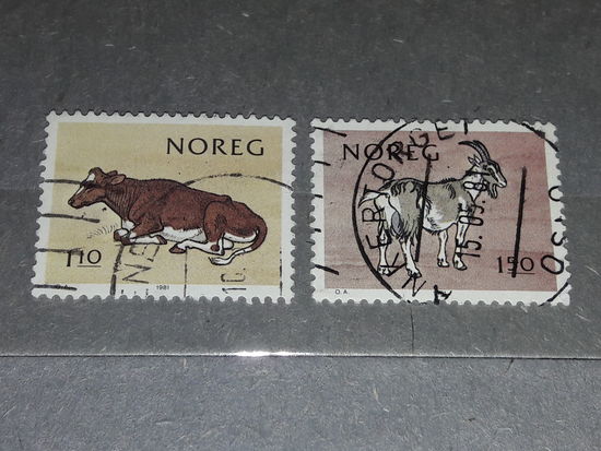 Норвегия 1981 Фауна. Корова и коза. Полная серия 2 марки
