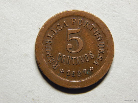 Португалия 5 центаво 1927г.