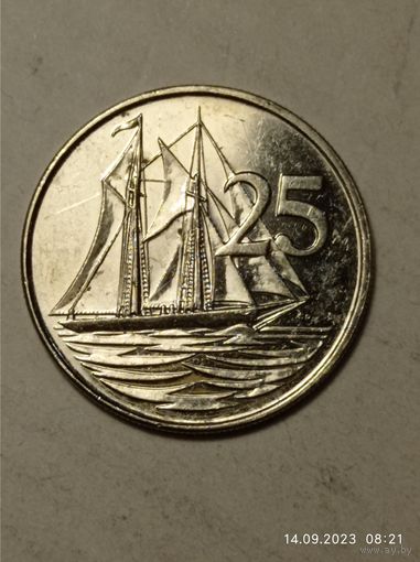 Каймановы острова 25 центов 2005 года .