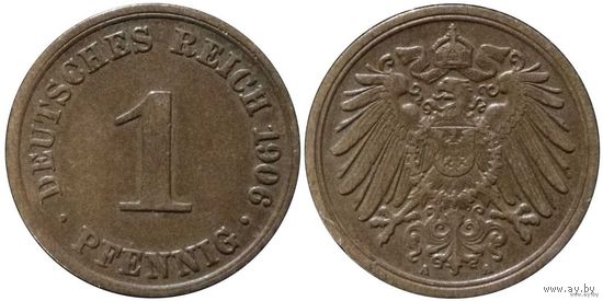 YS: Германия, Рейх, 1 пфенниг 1906A, KM# 10 (2)