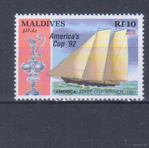 [2282] Мальдивы 1993. Корабли.Парусники. Одиночный выпуск. MNH