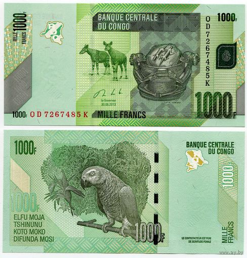 Конго. 1000 франков (образца 2013 года, P101b, UNC)