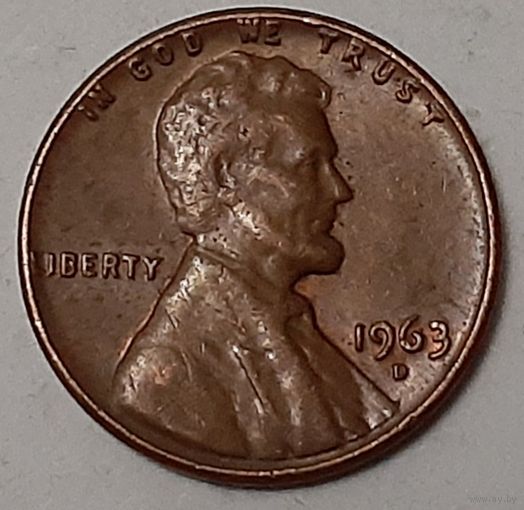 США 1 цент, 1963 Lincoln Cent Отметка монетного двора: "D" - Денвер (10-2-33)