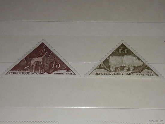 Чад 1962 Наскальные рисунки. 2 чистые доплатные марки