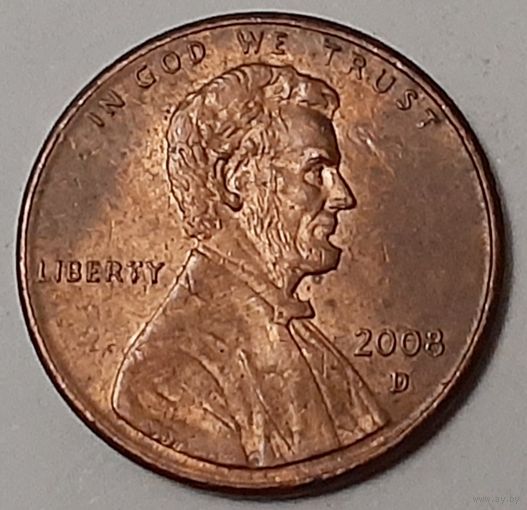 США 1 цент, 2008 Lincoln Cent Отметка монетного двора: "D" - Денвер (10-4-17)