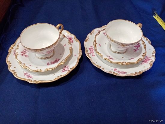 Две чайные тройки ROSENTALE POMPADOUR тарелки 19см, блюдца 14см, чашки высота 6см, диам 9см