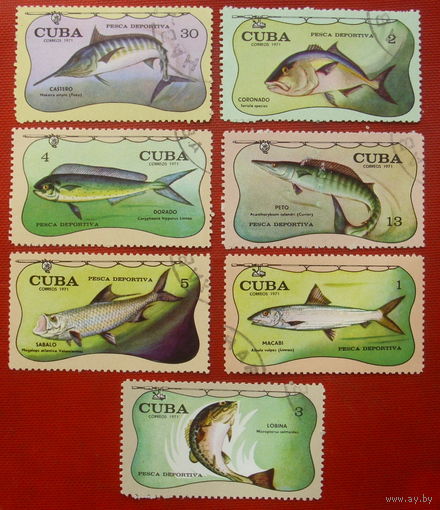 Куба. Рыбы. ( 7 марок ) 1971 года. 4-4.