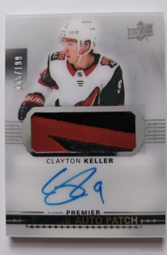 Хоккейная карточка НХЛ автограф+джерси Clayton Keller (Аризона)