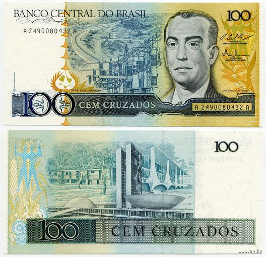 Бразилия. 100 крузадо (образца 1987 года, P211c, UNC)