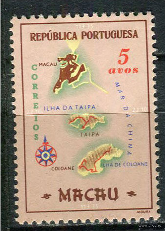 Португальские колонии - Макао - 1956 - Карта 5A - [Mi.408] - 1 марка. MH.  (Лот 86EL)-T2P19