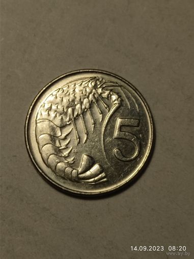 Каймановы острова 5 центов 2002 года .