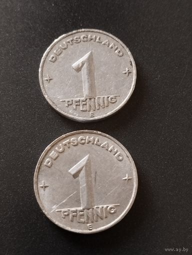 1 пфенниг -  1949  Е , 1953  Е