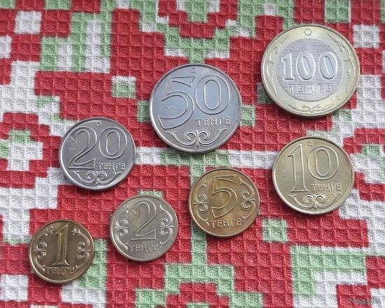 Казахстан набор монет 1, 2, 5, 10, 20, 50, 100 тенге, UNC