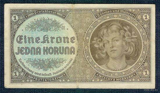 Протекторат Богемия и Моравия,  1 крона 1940 год.
