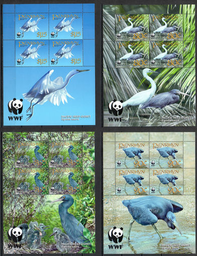 Тихоокеанская цапля Пенрин (Острова Кука) 2009 год серия из 4-х марок в малых листах