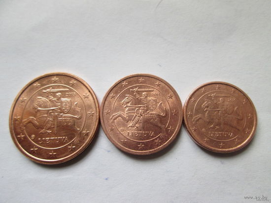 1 + 2 + 5 евроцентов, Литва 2015 г.