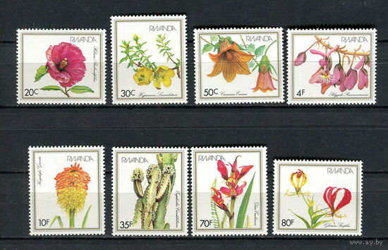 Руанда - 1982 - Цветы - [Mi. 1167-1174] - полная серия - 8 марок. MNH.  (Лот 115CM)