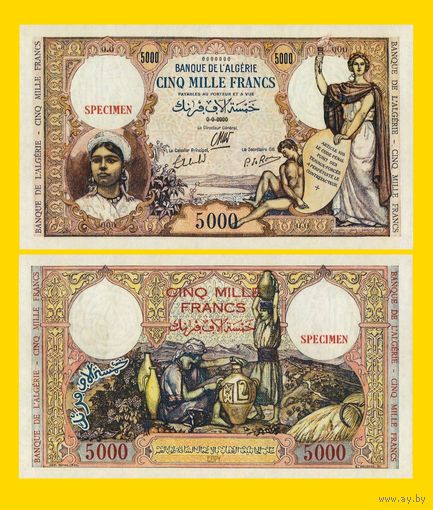 [КОПИЯ] Алжир 5000 франков 1942 г. Образец.