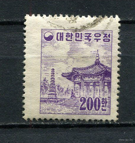 Южная Корея - 1955 - Архитектура 200H - [Mi.205] - 1 марка. Гашеная.  (Лот 97Ei)-T5P20